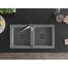 Mexen Mario 2-Bowl Granite Sink with Aster Kitchen Tap, Grey - 6504-71-73450-07-B