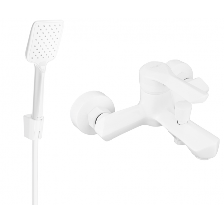 Mexen Sabre R62 bathtub faucet with shower set, white - 7213R62-20