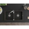 Mexen Mario granite sink 2-chamber with kitchen faucet Aster, black/golden metallic - 6504-75-73450-07