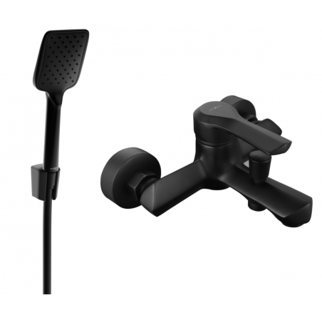Mexen Sabre R62 bathtub faucet with shower set, black - 7213R62-70