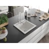 Mexen Vito 1-bowl granite sink with Aster kitchen tap, white - 6503-20-73450-02