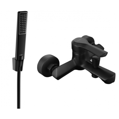 Mexen Sabre R72 bathtub mixer tap with shower head, Black - 7213R72-70