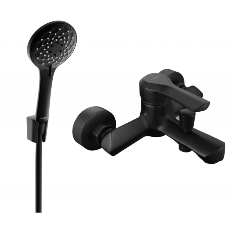 Mexen Sabre R74 bathtub mixer tap with shower head, Black - 7213R74-70