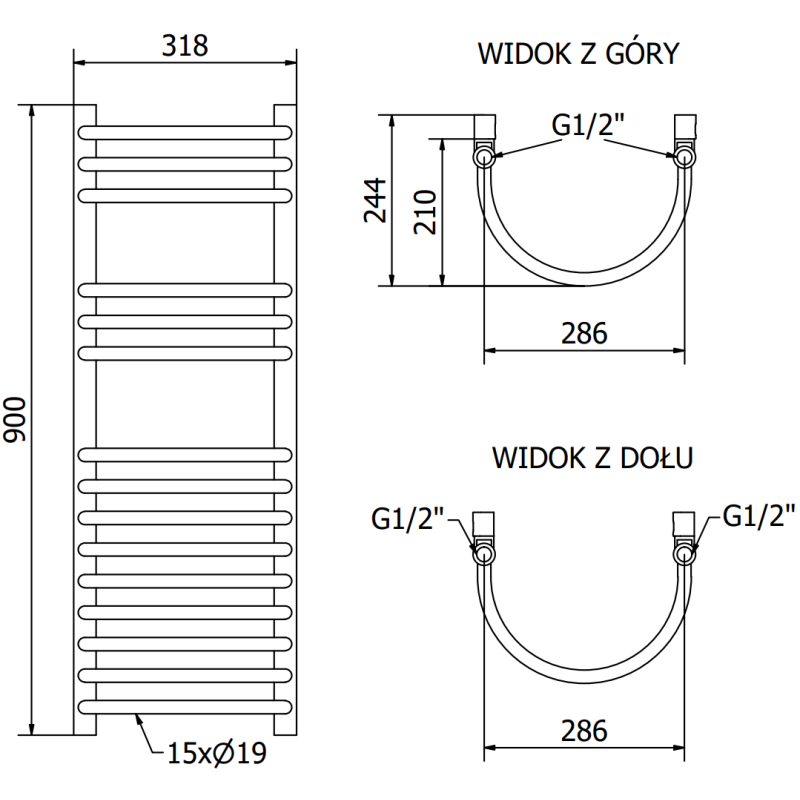 Mexen Eros Bathroom Radiator 900 x 318 mm, 315 W, White - W112-0900-318-00-20