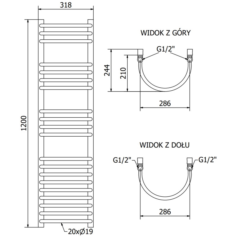 Mexen Eros bathroom radiator 1200 x 318 mm, 421 W, black - W112-1200-318-00-70