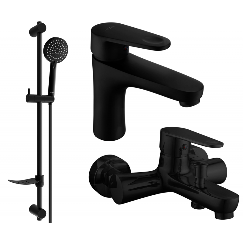 Mexen Kama DF75 bath set, black - 72503DF75-70