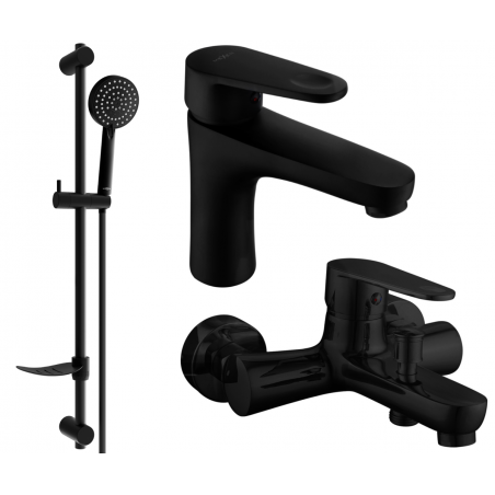 Mexen Kama DF75 bathtub set, Black - 72503DF75-70