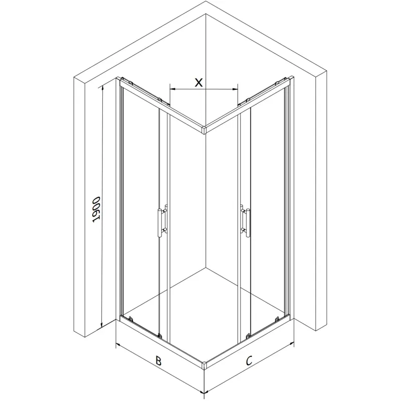 Mexen Rio Square Shower Enclosure 80 x 80 cm, Transparent, Gold - 860-080-080-50-00