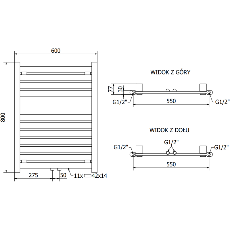Mexen Uran bathroom radiator 800 x 600 mm, 425 W, white - W105-0800-600-00-20