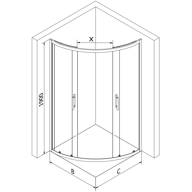 Mexen Rio semi-circular shower cabin 70 x 70 cm, frost, chrome + shower tray, white - 863-070-070-01-30-4710