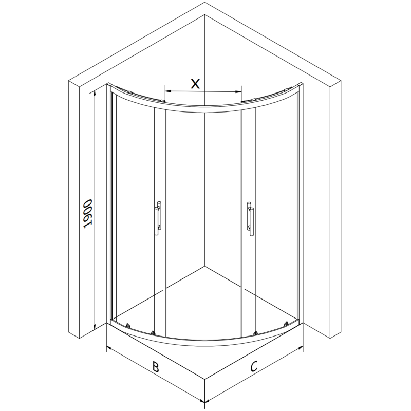 Mexen Rio shower cabin semicircular 80 x 80 cm, graphite, chrome + Flat tray, black - 863-080-080-01-40-4170