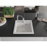 Mexen Vito 1-bowl granite sink with Aster kitchen tap, white - 6503-20-73450-07