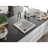 Mexen Vito granite sink 1-bowl with Aster kitchen faucet, white - 6503-20-73450-07-B
