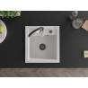 Mexen Vito granite sink 1-bowl with Aster kitchen faucet, white - 6503-20-73450-07-B