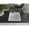 Mexen Vito granite sink 1-bowl with Aster kitchen faucet, white - 6503-20-73450-57-G