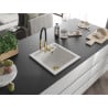 Mexen Vito Granite Kitchen Sink 1-Bowl with Aster Faucet, White - 6503-20-73450-57-G