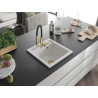Mexen Vito granite sink 1-bowl with Aster kitchen faucet, white - 6503-20-73450-57-G