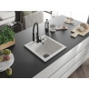 Mexen Vito granite kitchen sink 1-bowl with Aster kitchen faucet, white - 6503-20-73450-70-B
