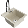 Mexen Vito 1-compartment granite sink with a kitchen mixer tap Aster, Beige - 6503-69-73450-07