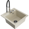 Mexen Vito 1-bowl granite sink with Aster kitchen faucet, beige - 6503-69-73450-07-B