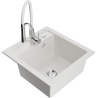 Mexen Vito 1-compartment granite sink with a kitchen mixer tap Aster, White - 6503-20-73450-02