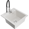 Mexen Vito 1-compartment granite sink with a kitchen mixer tap Aster, White - 6503-20-73450-07