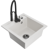 Mexen Vito 1-compartment granite sink with a kitchen mixer tap Aster, White - 6503-20-73450-70-B