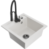 Mexen Vito granite kitchen sink 1-bowl with Aster kitchen faucet, white - 6503-20-73450-70-B