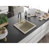Mexen Vito 1-bowl granite sink with Aster kitchen faucet, beige - 6503-69-73450-57-G