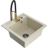 Mexen Vito one-bowl granite sink with Aster kitchen faucet, beige - 6503-69-73450-57-B