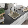 Mexen Vito 1-compartment granite sink with Aster kitchen faucet, beige - 6503-69-73450-57-B