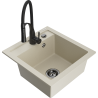 Mexen Vito 1-compartment granite sink with a kitchen mixer tap Aster, Beige - 6503-69-73450-70-B