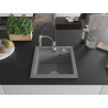Mexen Vito 1-bowl granite kitchen sink with Aster faucet, gray - 6503-71-73450-07