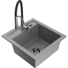 Mexen Vito 1-bowl granite sink with Aster kitchen faucet, grey - 6503-71-73450-07-B