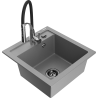 Mexen Vito granite single-bowl kitchen sink with Aster faucet, gray - 6503-71-73450-07-B