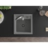 Mexen Vito 1-bowl granite sink with Aster kitchen faucet, grey - 6503-71-73450-07-B