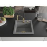 Mexen Vito granite sink single-bowl with Aster kitchen faucet, gray - 6503-71-73450-57-G