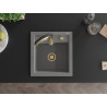 Mexen Vito granite sink single-bowl with Aster kitchen faucet, gray - 6503-71-73450-57-G