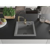 Mexen Vito 1-bowl granite sink with Aster kitchen faucet, gray - 6503-71-73450-57-B