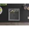 Mexen Vito granite sink 1-bowl with Aster kitchen tap, grey - 6503-71-73450-57-B