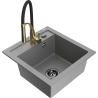 Mexen Vito granite kitchen sink 1-bowl with Aster kitchen faucet, gray - 6503-71-73450-57-B