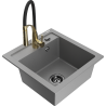 Mexen Vito granite sink 1-bowl with Aster kitchen tap, grey - 6503-71-73450-57-B