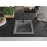 Mexen Vito granite kitchen sink 1-bowl with Aster kitchen faucet, gray - 6503-71-73450-70-B