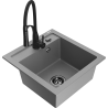 Mexen Vito 1-bowl granite kitchen sink with Aster faucet, gray - 6503-71-73450-70-B