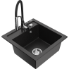 Mexen Vito 1-bowl granite sink with Aster kitchen faucet, black/silver metallic - 6503-73-73450-07