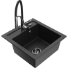 Mexen Vito 1-bowl granite sink with Aster kitchen tap, black/silver metallic - 6503-73-73450-07-B