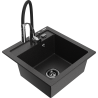 Mexen Vito 1-compartment granite sink with a kitchen mixer tap Aster, Black/Silver metallic- 6503-73-73450-07-B