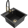 Mexen Vito granite kitchen sink 1-bowl with Aster kitchen faucet, black/silver metallic - 6503-73-73450-57-G
