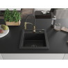 Mexen Vito 1-bowl granite sink with Aster kitchen faucet, black/silver metallic - 6503-73-73450-57-B