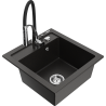 Mexen Vito granite sink with 1 bowl and Aster kitchen faucet, black/gold metallic - 6503-75-73450-07